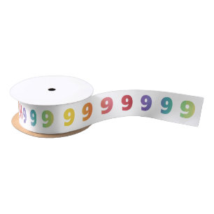 Number 9 Rainbow Colours Ribbon Satin Ribbon