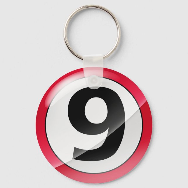 Number 9 red Key Chain (Front)