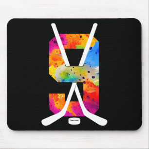Number 9 Years Ice Hockey 9th Birthday (1) Mouse Pad