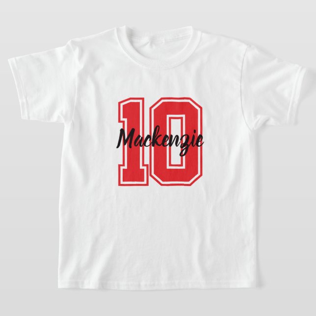 Number And Name Personalised  T-Shirt (Laydown)