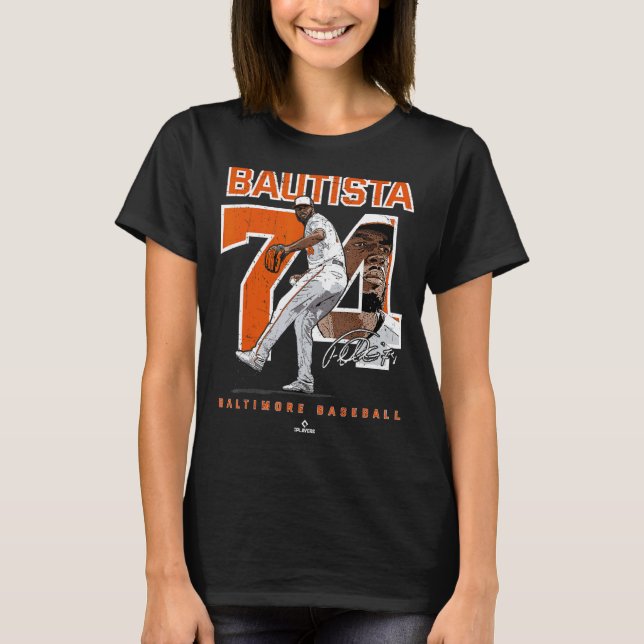 Number and Portrait Felix Bautista Baltimore MLBPA T-Shirt (Front)