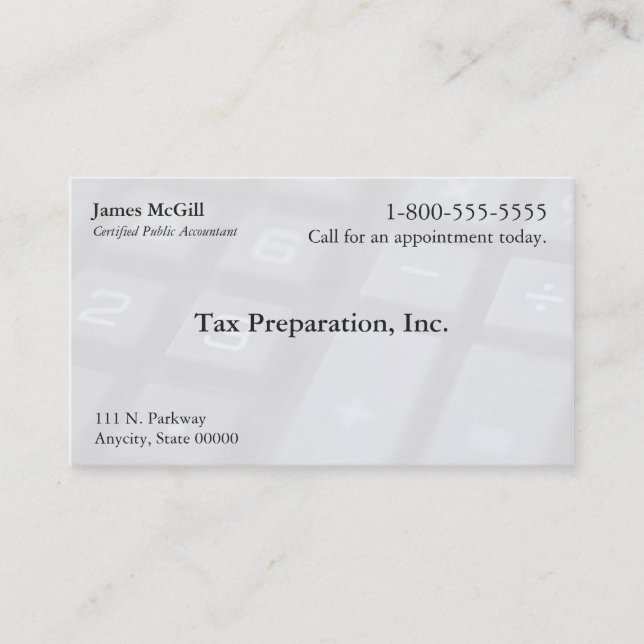 Number and symbol keys fade business card (Front)