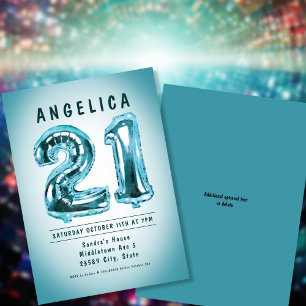 Number Balloons 21st Birthday Invitation