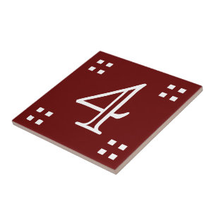 Number - Craftsman White on Brown Ceramic Tile