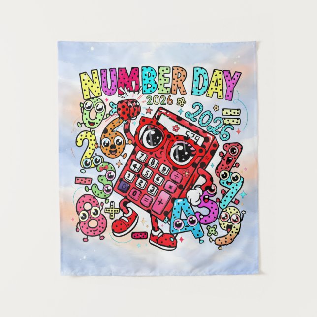 Number Day 2026 Colourful Maths Banner for Schools Tapestry (Front)