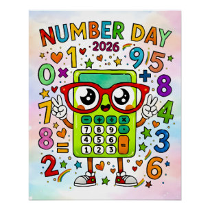 Number Day 2026 Cute Calculator Math Design Poster