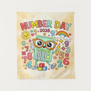 Number Day 2026 Cute Calculator Math Design Tapestry