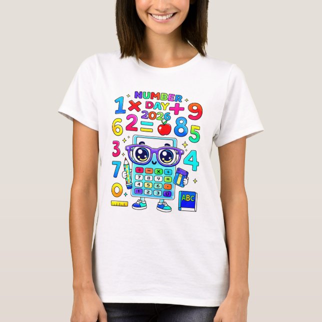 Number Day 2026 Cute Calculator Math T Shirt (Front)