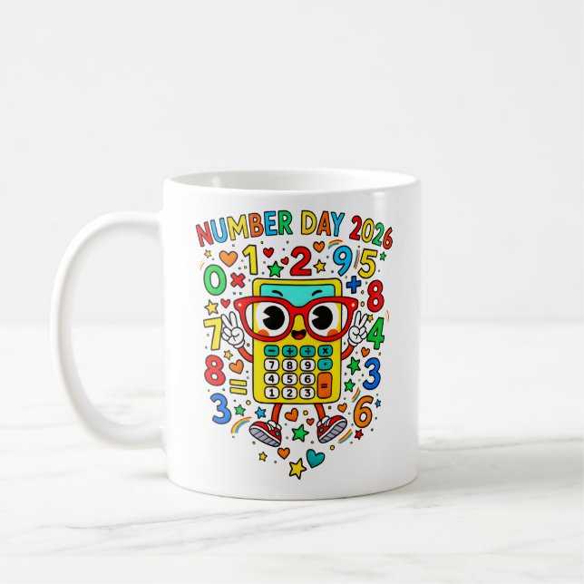 Number Day 2026 Cute Maths Calculator Mug (Left)