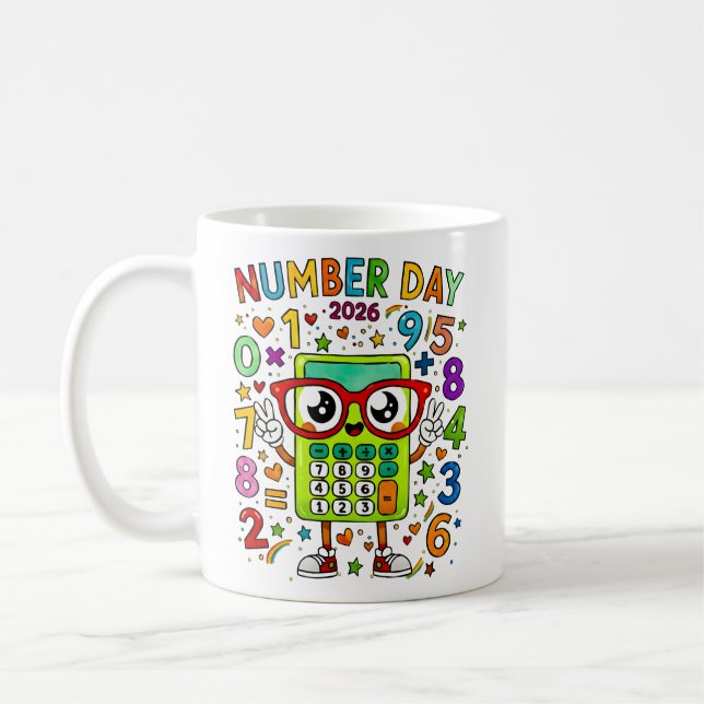 Number Day 2026 Cute Maths Calculator Mug (Left)