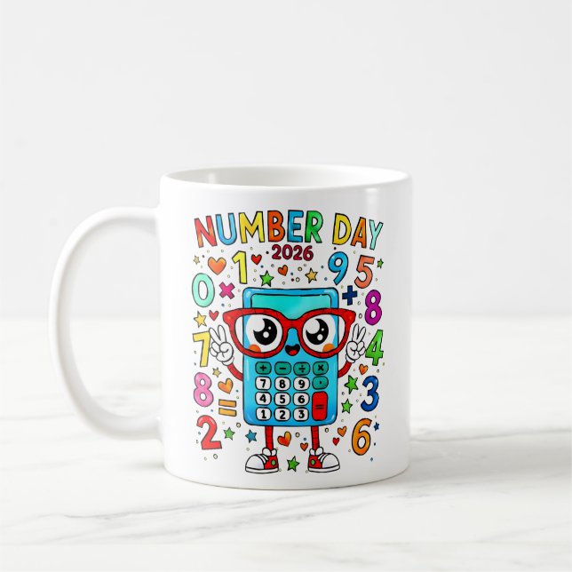 Number Day 2026 Cute Maths Calculator Mug (Left)