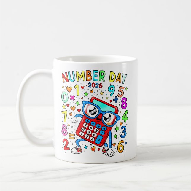 Number Day 2026 Cute Maths Calculator Mug (Left)