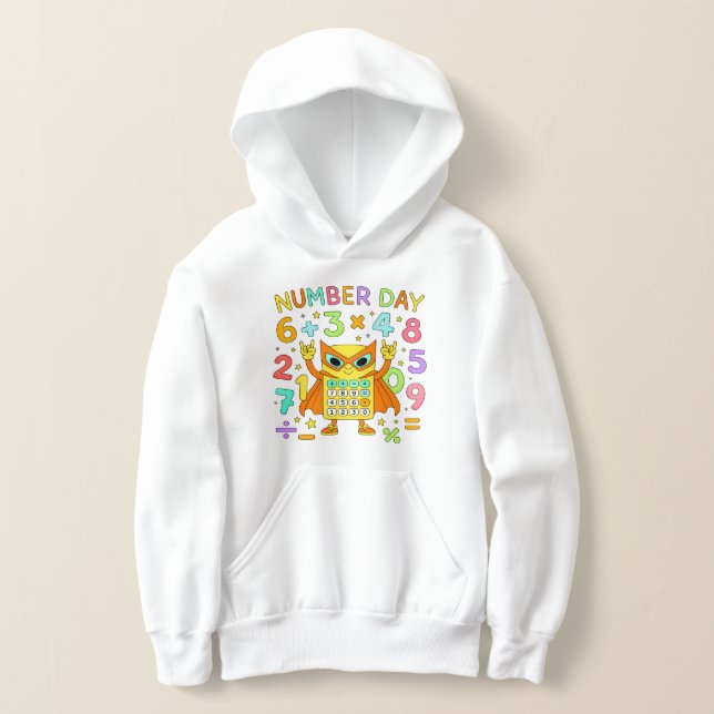 Number Day 2026 Cute Maths Hoodie for Kids (Laydown)