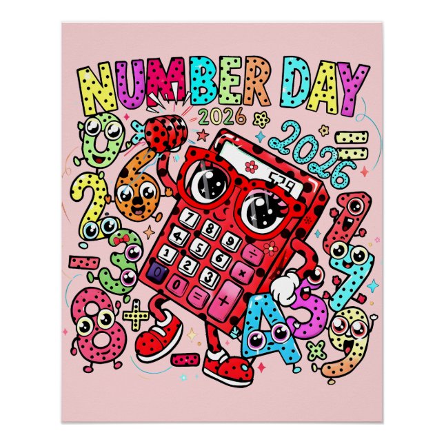 Number Day 2026 Maths Poster for Kids UK Classroom (Front)