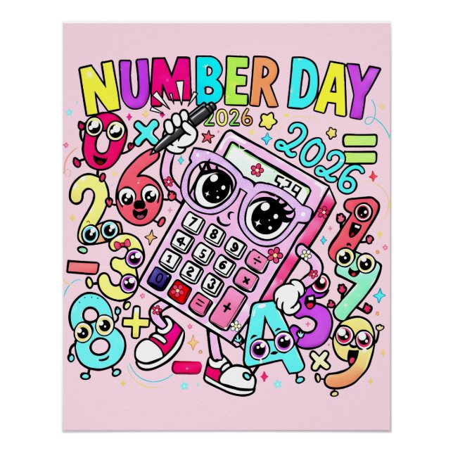 Number Day 2026 Maths Poster for Kids UK Classroom (Front)