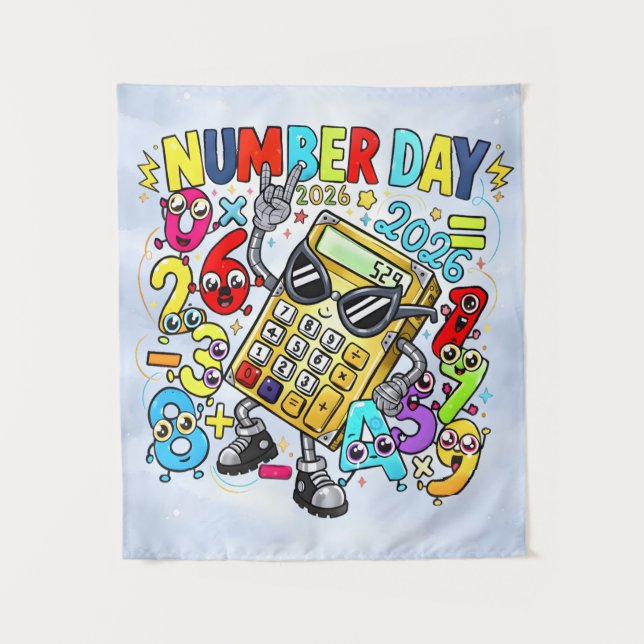 Number Day 2026 Maths Rockstar Banner for Schools Tapestry (Front)