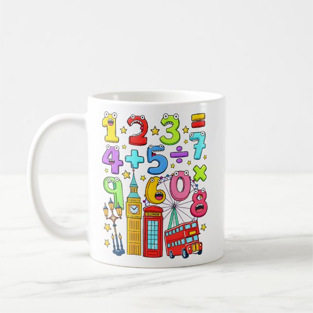Number Day City Numbers Math Design for Kids Coffee Mug (Left)