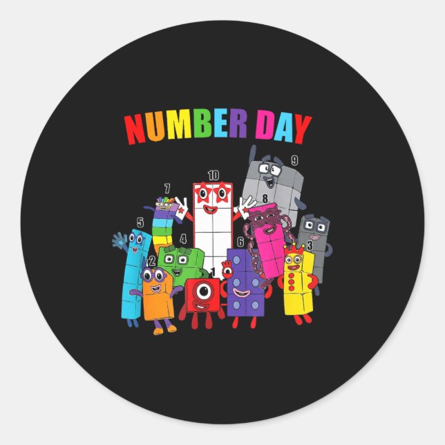 Number day colorful math numbers educational classic round sticker (Front)