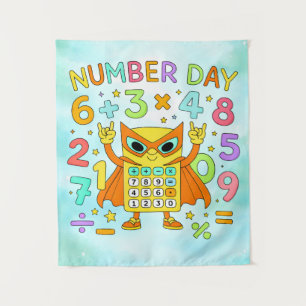Number Day Cute Maths Calculator Owl Poster Tapestry