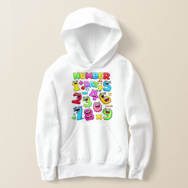 Number Day Funny Cartoon Numbers Hoodie (Laydown)