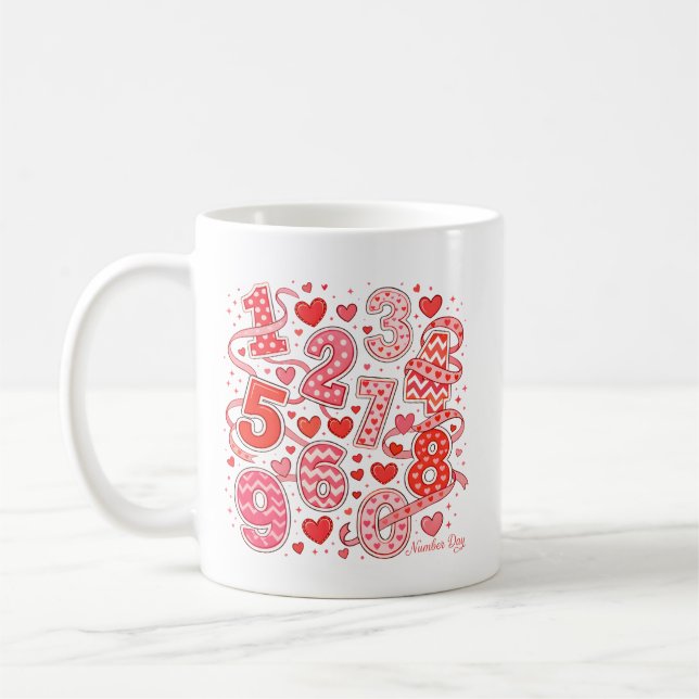 Number Day Heart Numbers Design for Kids Coffee Mug (Left)