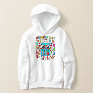 Number Day Kids Hoodie Fun Maths Robot Numbers