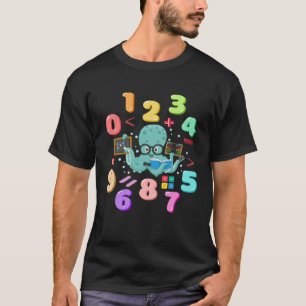 Number day kids Octopus cute numbers costume back  T-Shirt