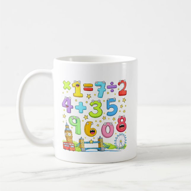 Number Day Math Equations Design for Kids Coffee Mug (Left)