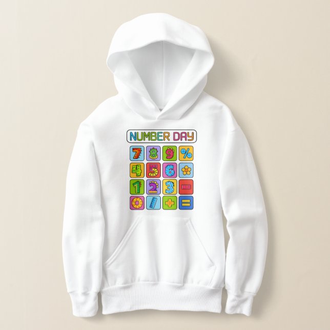 Number Day Math Icons Calculator Hoodie (Laydown)