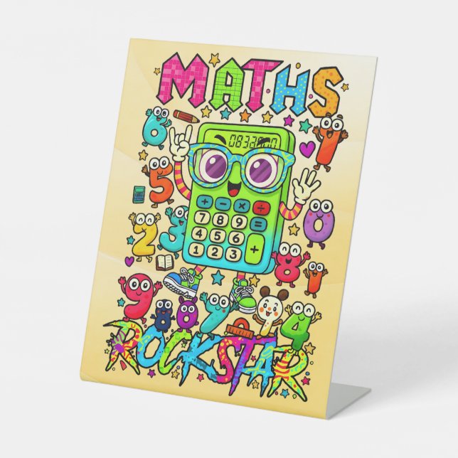 Number Day Maths Rockstar Pedestal Sign for School (Front)