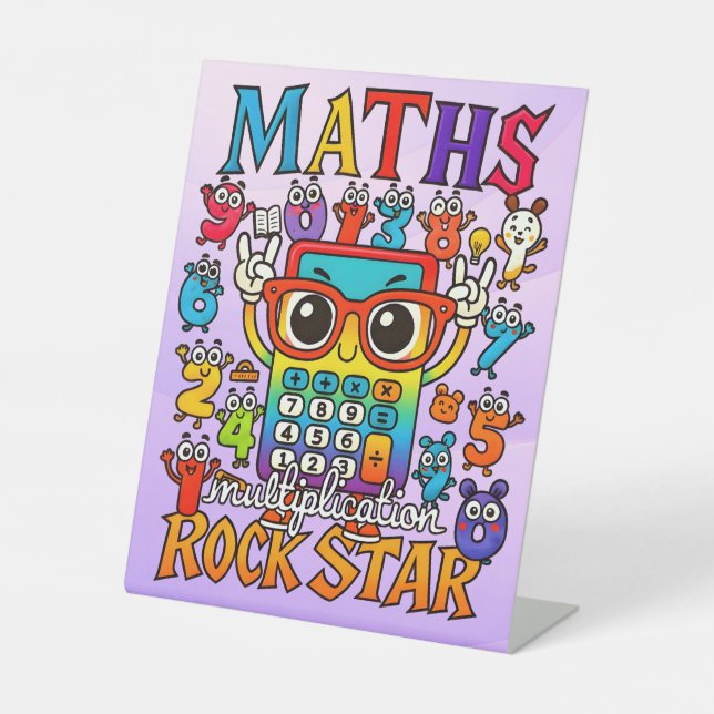 Number Day Maths Rockstar Pedestal Sign for School (Front)
