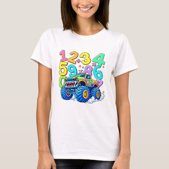 Number Day Monster Truck Maths T Shirt (Front)