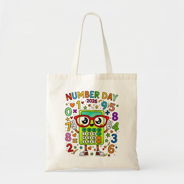 Number Day Tote Bag | Colourful Maths Numbers (Front)