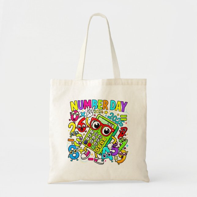 Number Day Tote Bag | Colourful Maths Numbers (Front)