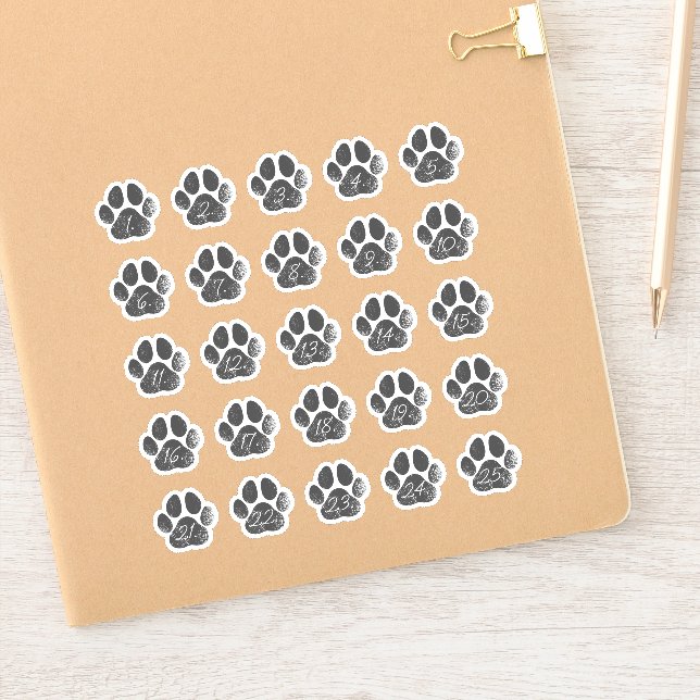 Number Dog Paw Print Planner Stickers (Notebook)