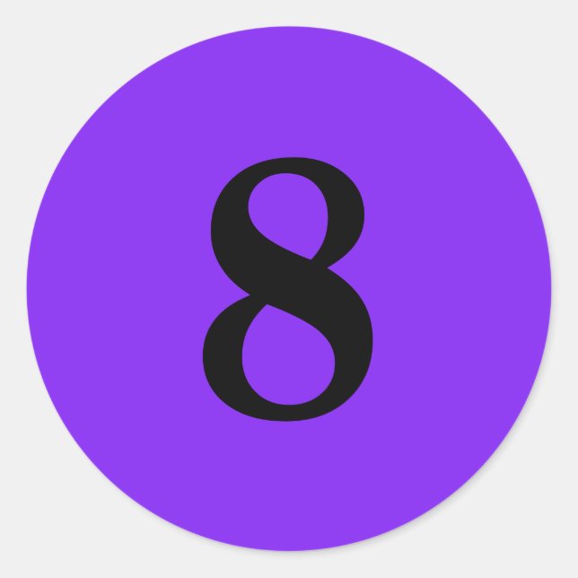 Number Eight planning simple 8 purple black Classic Round Sticker (Front)