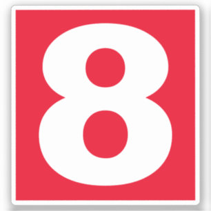 Number Eight Red and White Sticker