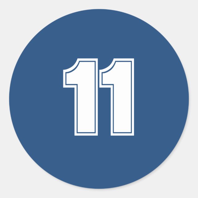 Number Eleven planning supplies 11 navy white Classic Round Sticker (Front)