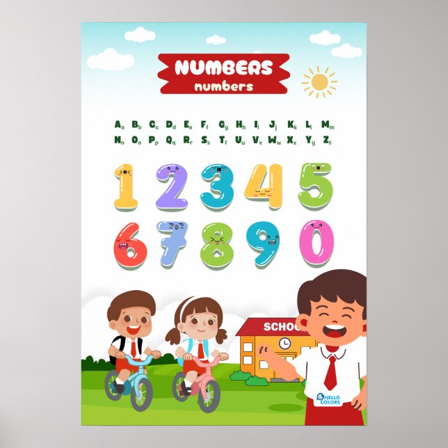 Number Featuring Happy Kids Poster (Front)