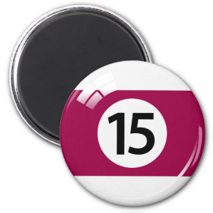Number fifteen billiard ball fridge magnet