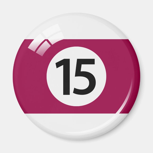 Number fifteen billiard ball fridge magnet (Front)