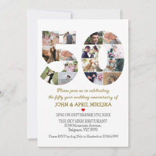 Number Fifty Custom Photo Wedding Anniversary Invitation