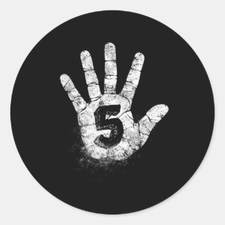 Number Five 5 Hand Signs To Play Games High Academ Classic Round Sticker