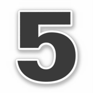 Number Five Black and White Sticker