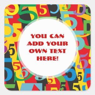 Number Five Fifth or 50th Birthday Anniversary Square Sticker