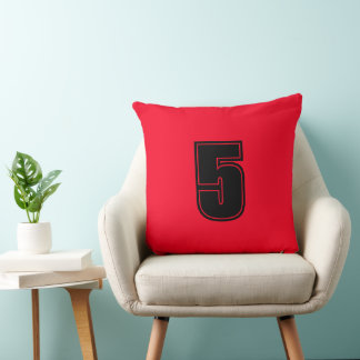 Number Five Red Black Home Decor Grade A Cotton Cushion
