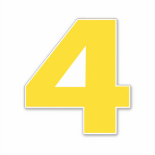 Number Four Gold and White Sticker
