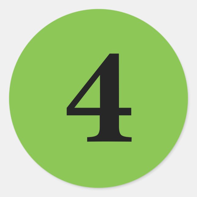 Number Four planning simple 4 green black Classic Round Sticker (Front)