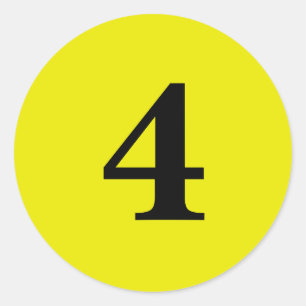 Number Four planning simple 4 yellow black Classic Round Sticker