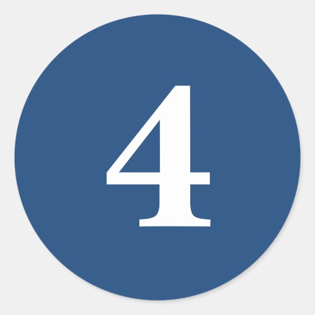 Number Four planning supplies simple 4 navy white Classic Round Sticker (Front)